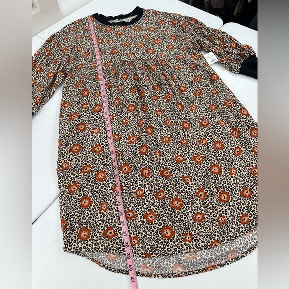 NWT Uncle Frank Floral Leopard Print Tunic Shift Dress Babydoll Boho M/L - Picture 7 of 11